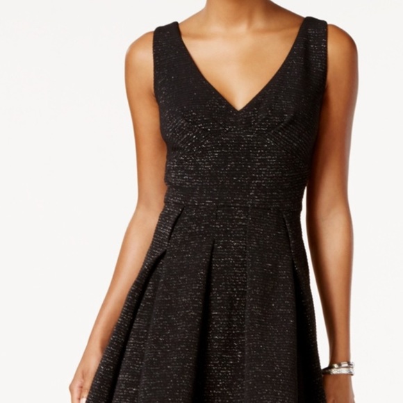 Betsey Johnson Black & Silver Fit & Flare Dress w/ Bow on Back - Picture 2 of 8